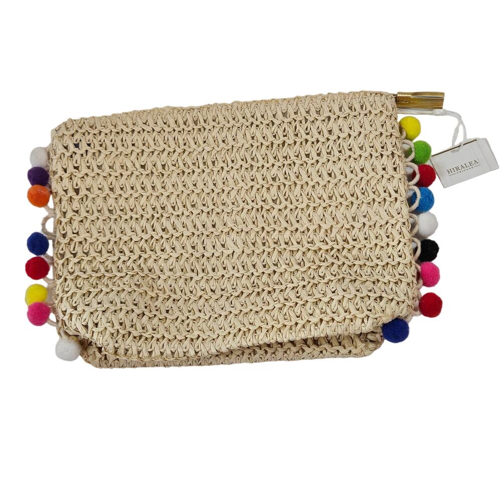 Shiraleah Chicago Keira Zip‎ Pouch Beige Tan Raffia